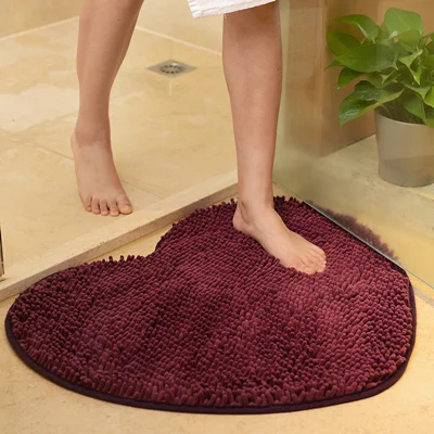 Purple 40*50 см нескользящий напольный коврик из синели, коврик для ванной комнаты, моющийся коврик для туалета, дверной коврик в форме сердца, 1 шт., напольный ковер для гостиной - Цвет: Purple