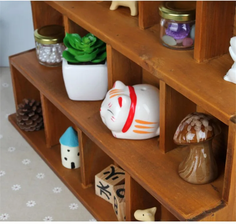 Винтажный Ретро Шкаф для хранения лестница дисплей полка 12 секций разделенный 3 слоя ящик для хранения ящик Лидер продаж