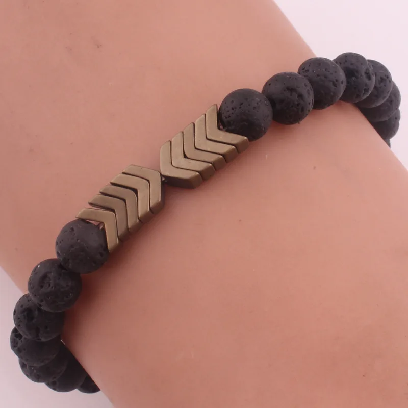 8 мм черная вулканическая лава натуральный браслет из натурального камня