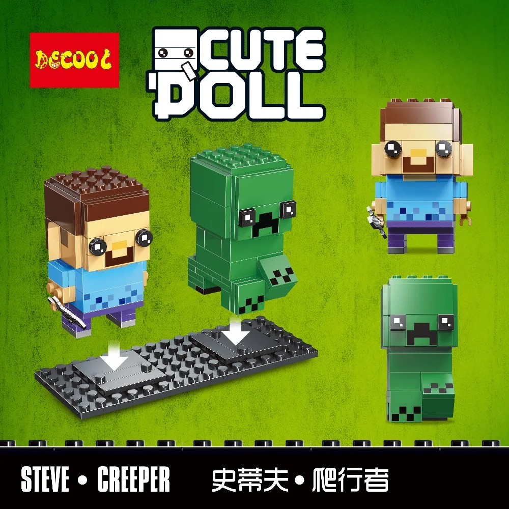 Строительные блоки playmobil Kennie Groot & Rocket Steve Creper Owen Blue Brickheadz экшн фигурки подарки для