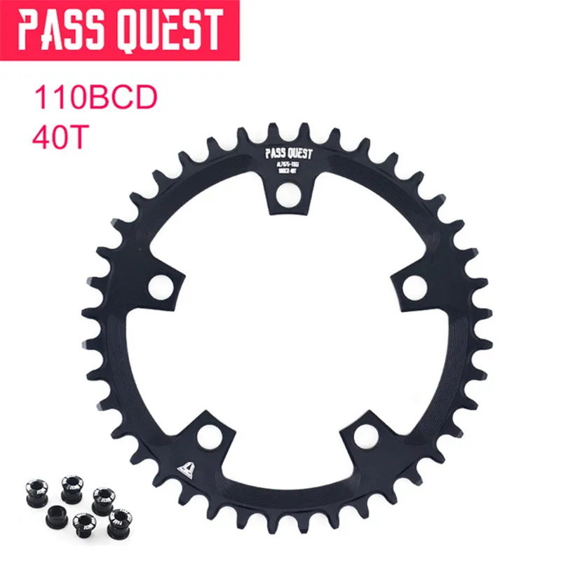 Pass Quest 110/5 BCD 110BCD дорожный велосипед узкая широкая цепь 38 T-52 T велосипедная цепь для sram 3550 APEX красный шатун - Цвет: Round 40T