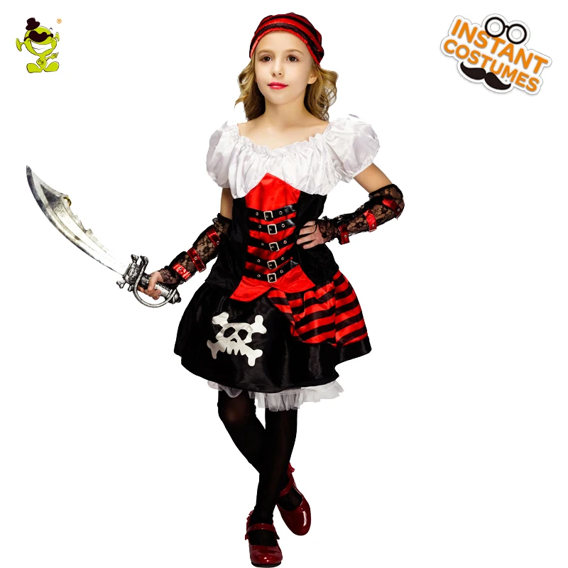

Halloween Party Girl's Pirate Costume Role Play Steampunk Pirate Little Girls Pirate Dresses Costume