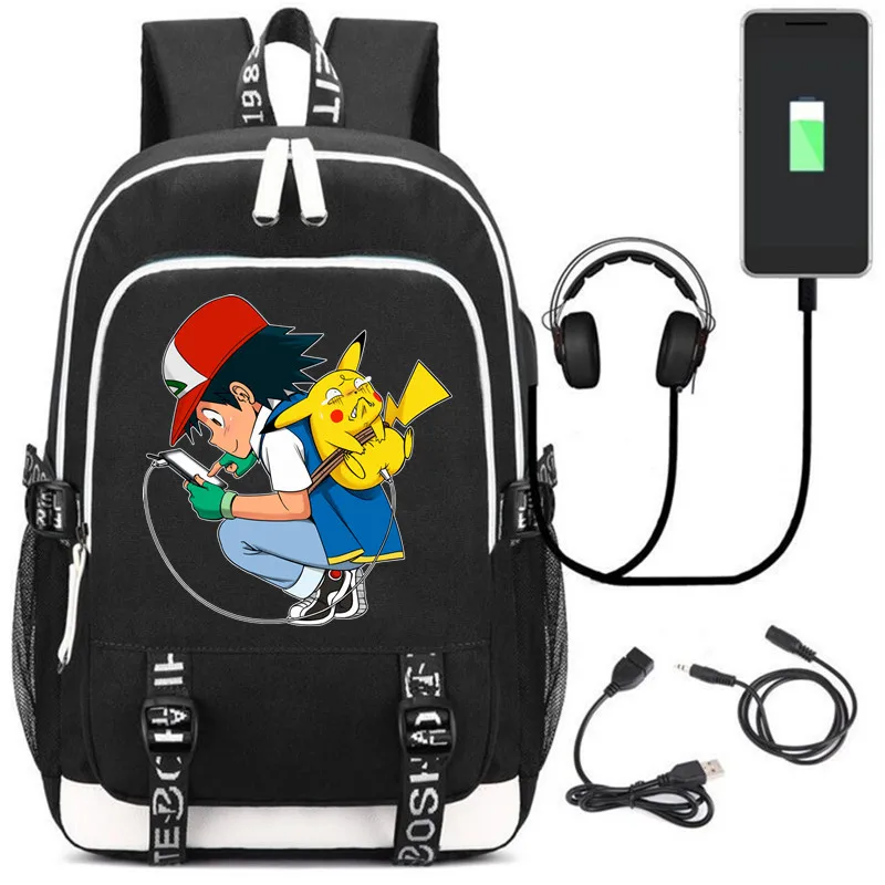 Style 3 Пикачу игры в мяч забавный рюкзак, рюкзак забавные W/USB Порты и разъёмы рюкзак для путешествий с отделением для лэптопа, школьные сумки - Цвет: Style 3