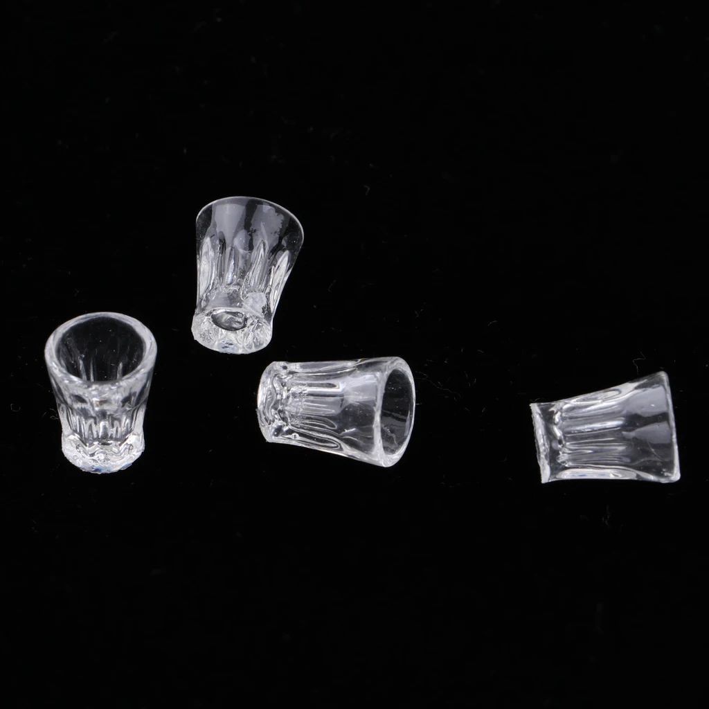 

4Pcs 1:12 Dollhouse Miniature Kitchen Tableware Supplies Water Glasses