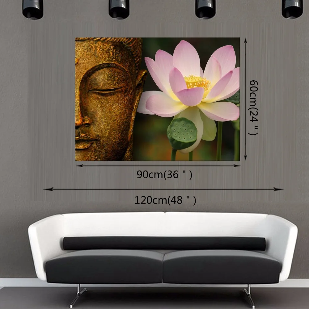 1 панель бесплатная доставка холст с Буддой и цветами художественная картина