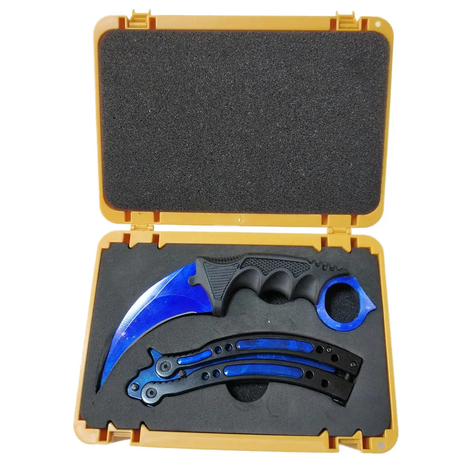 

Dropshipping Csgo Game Plastic Weapon Box+Knife Butterfly +Karambit Dull blade for Trainer Collection Gife Suppl Case
