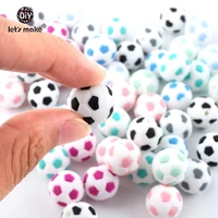 lets make bpa free baby toy football silicone beads 15mm fashion diy jewelry accessories teething nursing necklace 5pcs teether