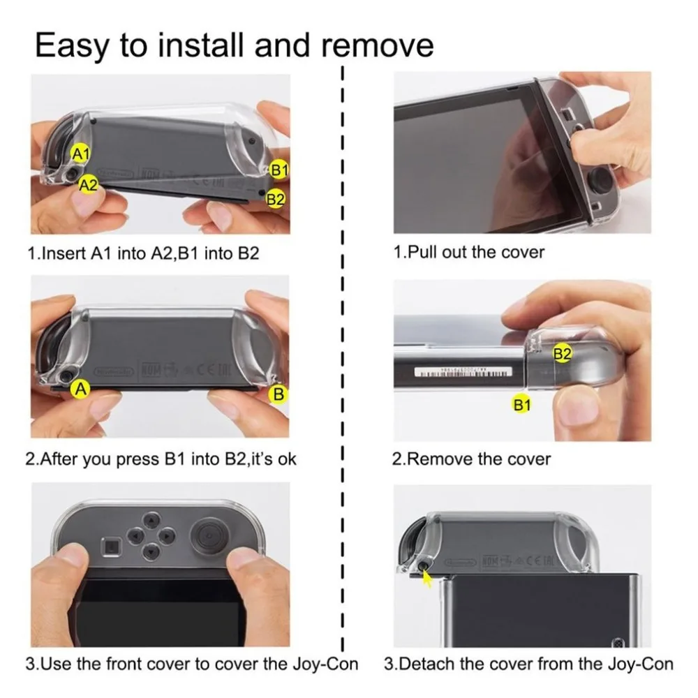 Защитный чехол из жесткого поликарбоната для Nintendo Switch NS со съемным прозрачным
