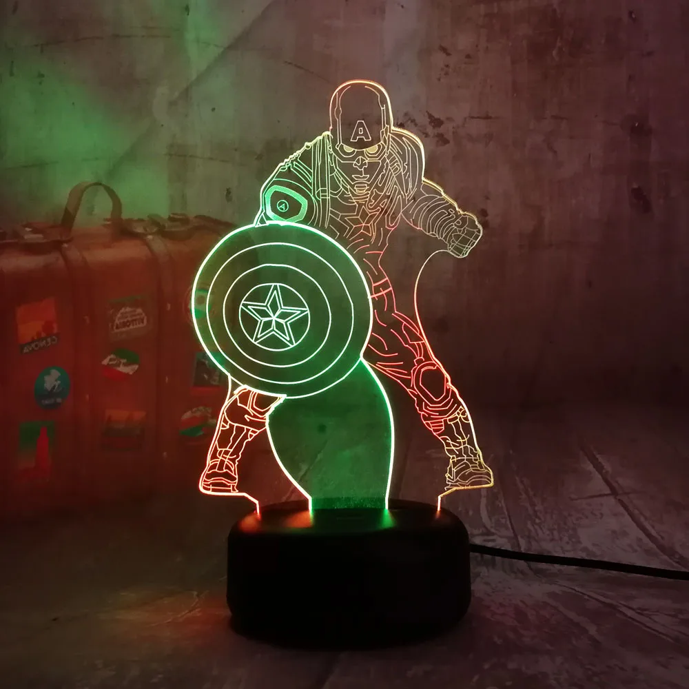 С героями комиксов Марвел Капитан Америка RGB светодиодный Ночной светильник