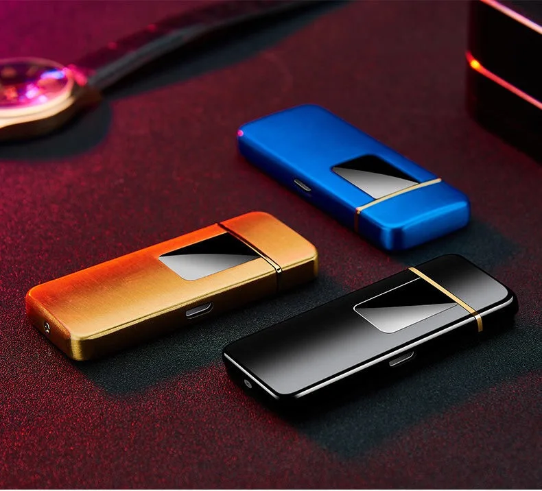Электронная usb-зажигалка для курения с сенсорным экраном и отпечатком пальца, плазменная зажигалка, Электрический подарок, аксессуары для сигарет