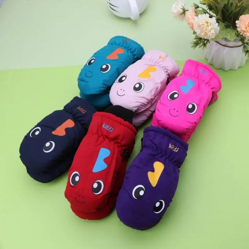 

2-5years Good Quality Baby Mitten For Winter Kids Boys Girls Outdoor Warm Gloves Waterproof Windproof Anti-slip leather