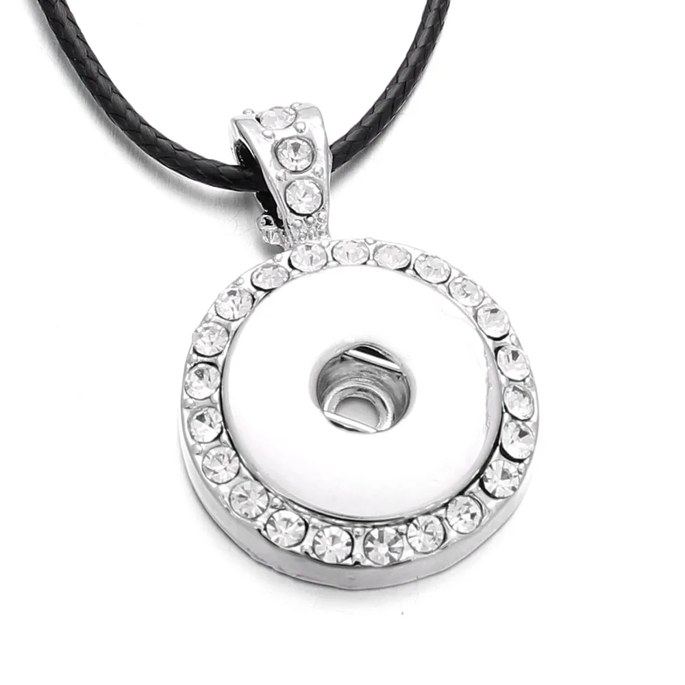 

Hot Sale Snap Necklace Full Rhinestone Round Pendant fit 18mm Snap Buttons for Snap Jewelry