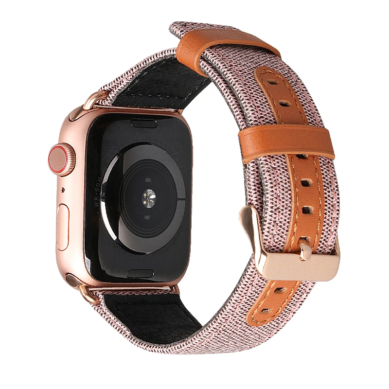 Браслет для apple watch series 4 3 2 1 Сменный ремень для iwatch холст с классической пряжкой темно-синий джинсовый