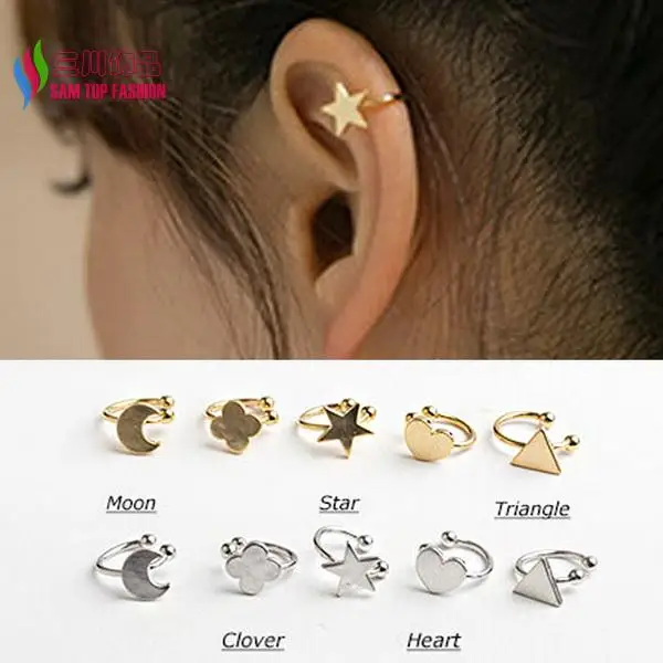 Новые модные милые Корея Золото Серебро Медь Луна Клевер Звезда Сердце