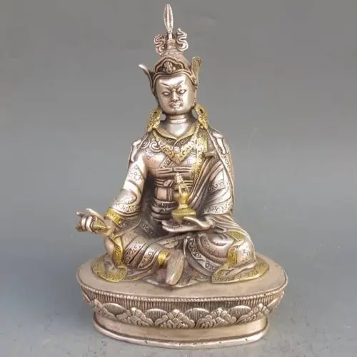 

Elaborate Chinese Vintage Tibetan Silver Gilt Tibetan Buddhism Statue --- Green Tara Buddha