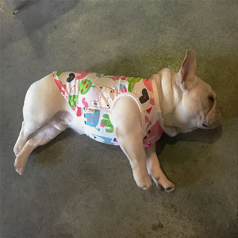 

Pet Clothes for Small Dogs Summer Dog Clothes for French Bulldog Sleeveless Shirt for Yorkie Chihuahua Cartoon Apparel Puppy Tee
