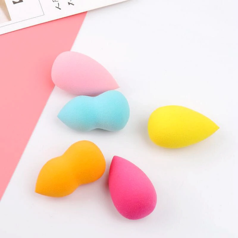 random color shape 5 шт./компл. мини палец в виде капли воды в форме тыквы для макияжа Губка, основа, косметический слойка порошка Гладкий макияж Красота инструмент буфами на рукавах с коробкой - Цвет: random color shape