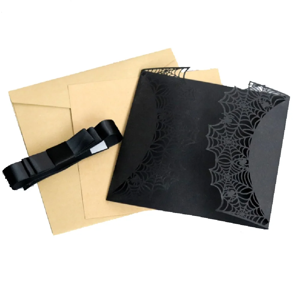 Черная жемчужная бумага Spiderweb лазерная резка кружева полые диаметром 15x15 см с