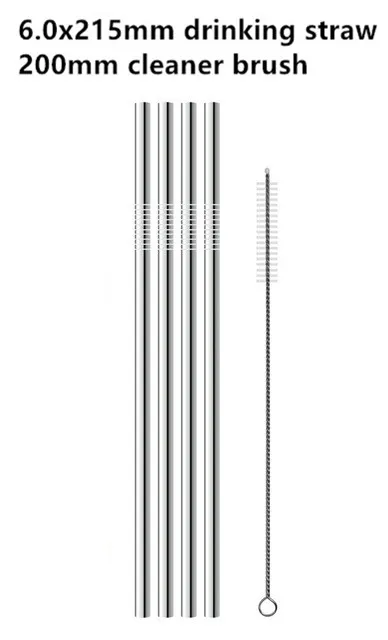 silver straight 4 шт Нержавеющая сталь металлическая соломинка многоразовые, для питья соломы Высокое качество 304 с Cleaner кисть для кружки - Цвет: silver straight