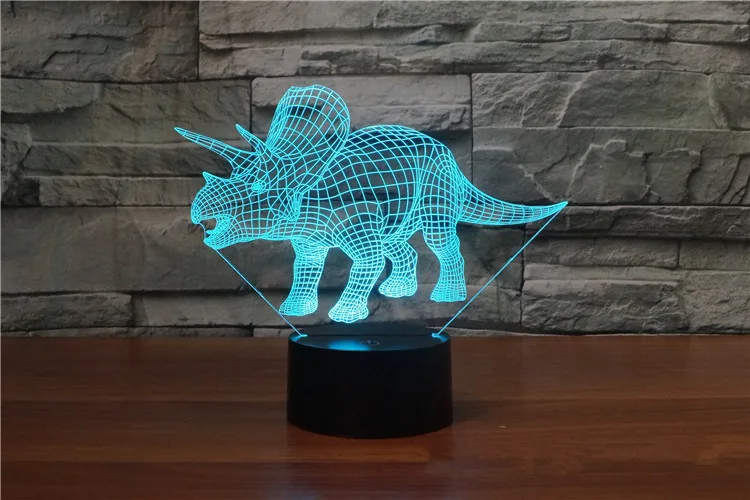 3D лампа ночник семь цветов Животные Многоцветный RGB лампа Рождественский Декор Детские Подарочные игрушки сенсорный пульт дистанционного управления настольная лампа - Испускаемый цвет: dinosaur