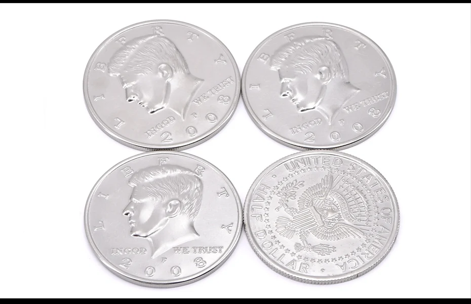 Jumbo Half Dollar Shells 3+ 1 набор(диаметр 5,8 см) одна монета до четырех фокусов маг крупным планом реквизит трюк аксессуары комедии