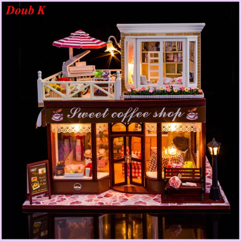 Doub k DIY кофейный домик миниатюрная сборка модель игрушки головоломка миниатюры