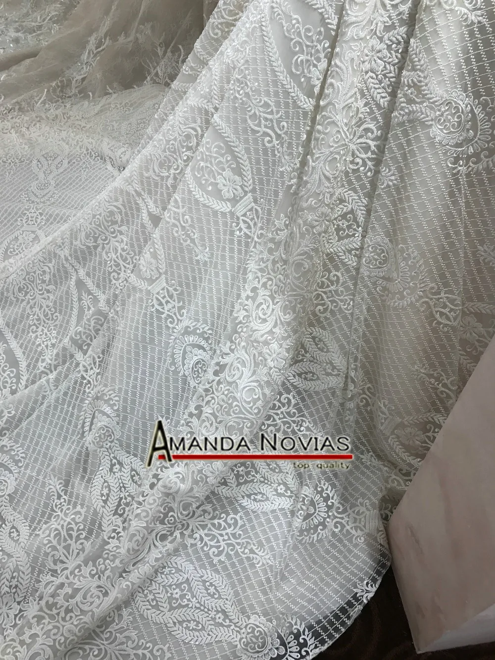 Новое поступление настоящая роскошь Аманда Novias длинный шлейф Милая бальное платье свадебное vestido de noiva