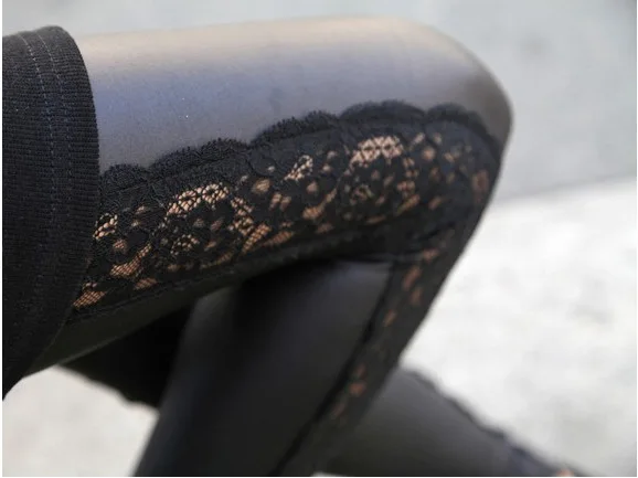 Hot Charming Warm side Lace artificial leather Leggings Skinny Stretch Pants for Autumn Winter PU Leather Legging | Женская одежда