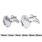 20 шт. 10 мм-25 мм круглые запонки с серебряным покрытием, французские запонки для заготовки, запонки, сделай сам, кабошон, Ювелирная фурнитура