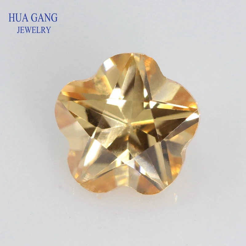 

Champagne Pentacle Plum Shape Brilliant Cut CZ Stone Synthetic Gems Cubic Zirconia For Jewelry Size 4x4~10x10mm Free Shipping