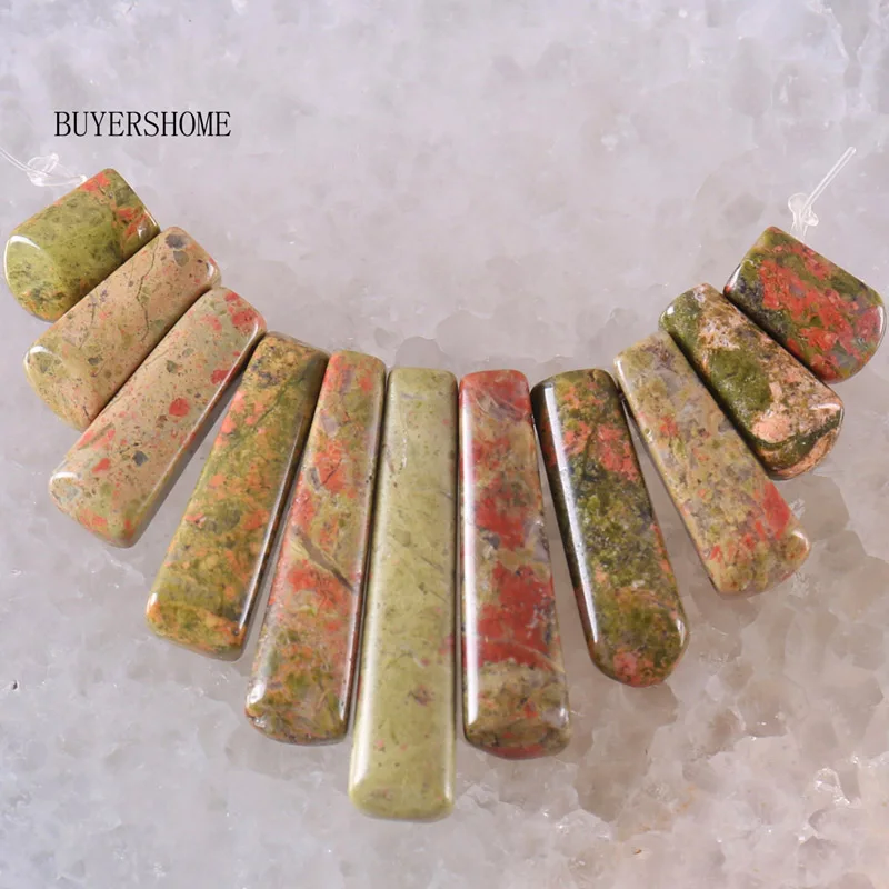 Unakite Epidote Подвеска подходит для ожерелья натуральный опал оникс тигровый глаз зеленый авантюрин Кристалл Абалон раковина песчаник Родонит бусины набор 11 шт - Окраска металла: Unakite Epidote