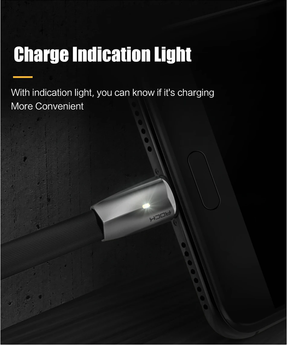 Светодиодный светильник Micro USB кабель для samsung s4 s5 s6 s7, ROCK цинковый сплав 2A кабель Micro usb для Xiaomi Redmi 5A 4X htc LG Cabo USB