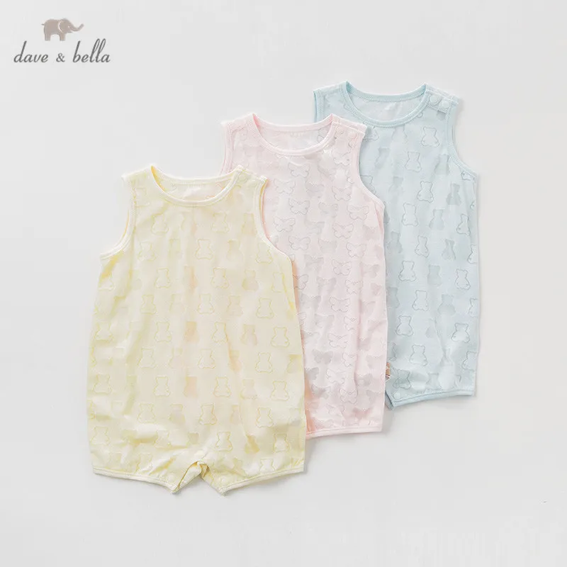 DB11148 Dave bella new born baby girls fashion jumpsuits cute print infant toddler clothes children summer romper 1 piece | Детская