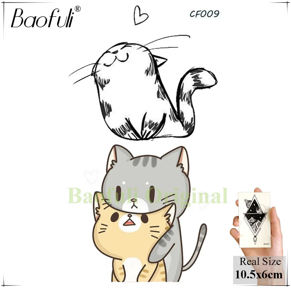 Baofuli лиса флэш Временные татуировки единорог мультфильм Dlophin искусство