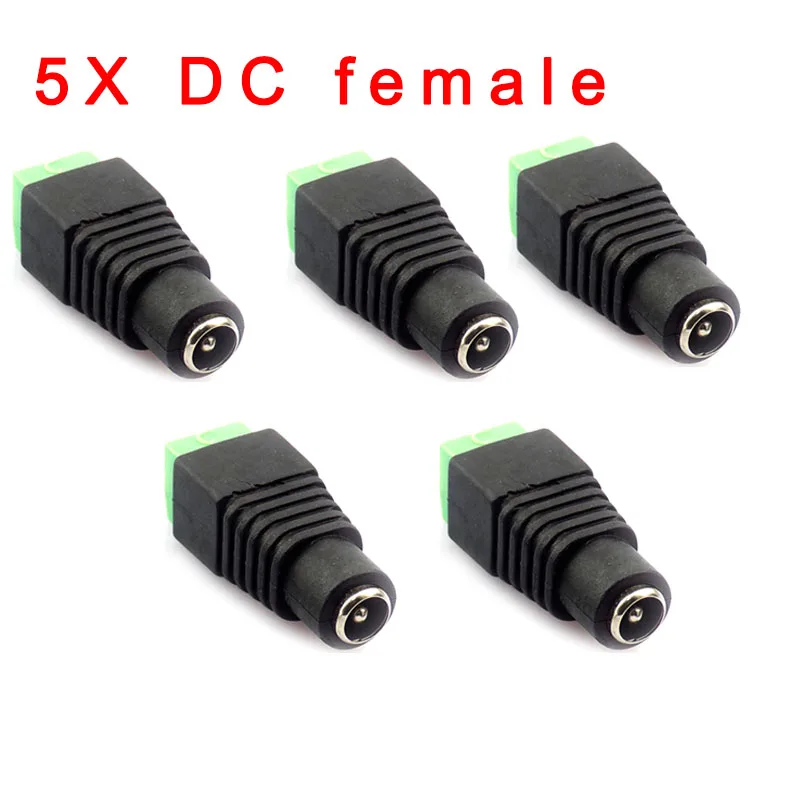 5PCS DC Female 5 шт. 5,5 мм x 2,1 мм DC Женский штекер BNC разъем DC источник питания Jack адаптер для светодиодной ленты и камер видеонаблюдения - Цвет: 5PCS DC Female