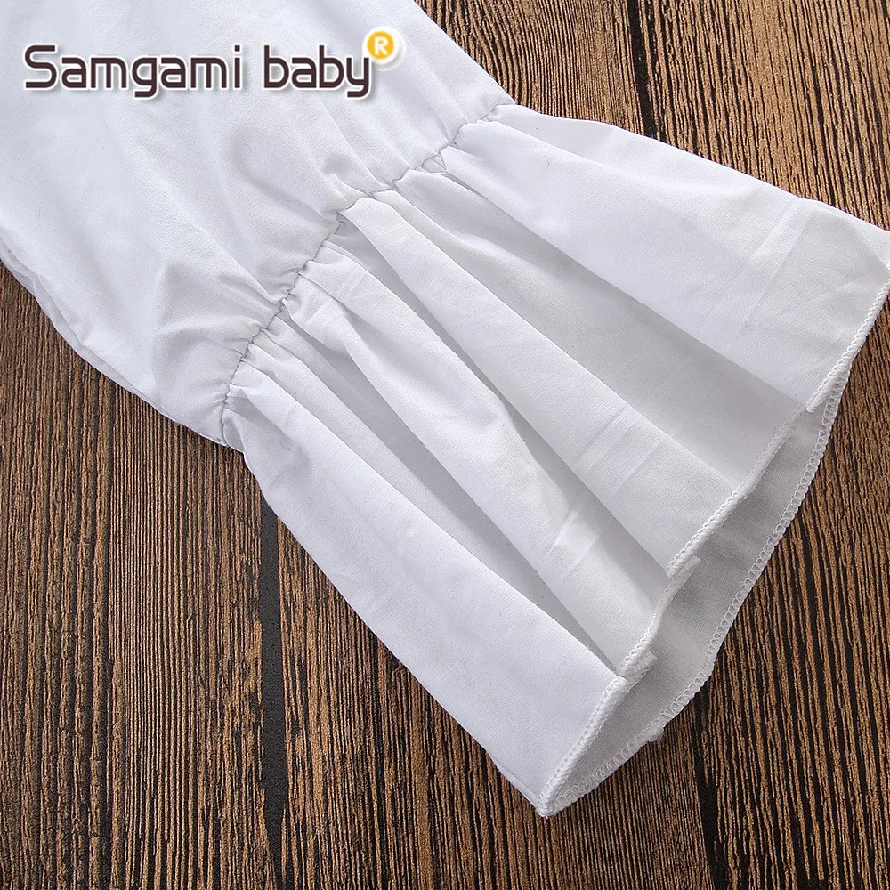SAMGAMI комплекты одежды для маленьких девочек чистые белые топы детские брюки с