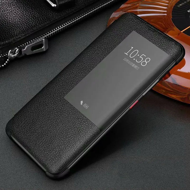 Смарт-чехол с окошком для просмотра mate 20pro, чехол для huawei mate 20 Pro, Крокодиловая текстура, Роскошный чехол для телефона из натуральной кожи