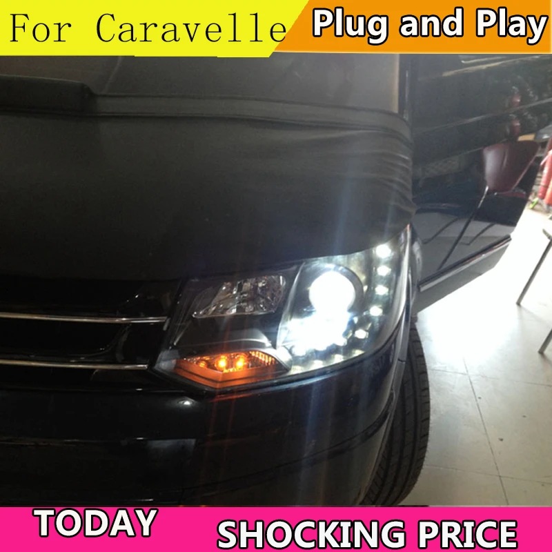 Doxa для Volkswagen T5 светодиодный головной фонарь для Caravelle Multivan светодиодный фары черный корпус 2011-2016SN