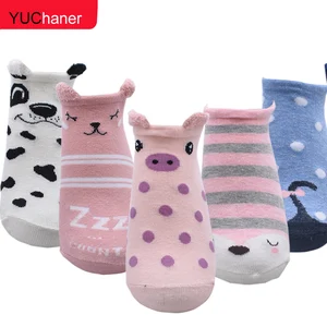 Корейские женские повседневные розовые летние хлопковые носки с 3D-принтом свиньи собаки кота