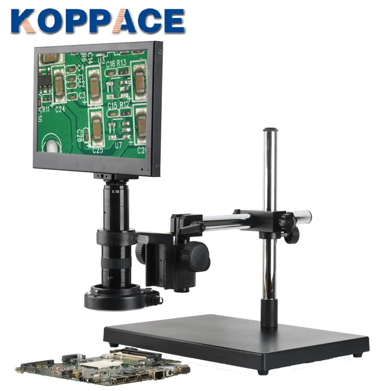

KOPPACE 20X-127X 21 MP Monocular Video Microscope HDMI Industrial Microscope 13.3 inch display Screen Universal Regulating Frame