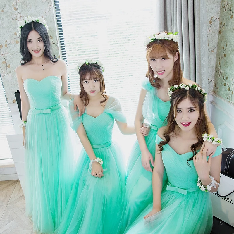 Vestido de festa Новое светло-зеленое платье подружки невесты длинное Сексуальное Милое элегантное Тюлевое вечернее платье для выпускного вечера свадебные вечерние платья