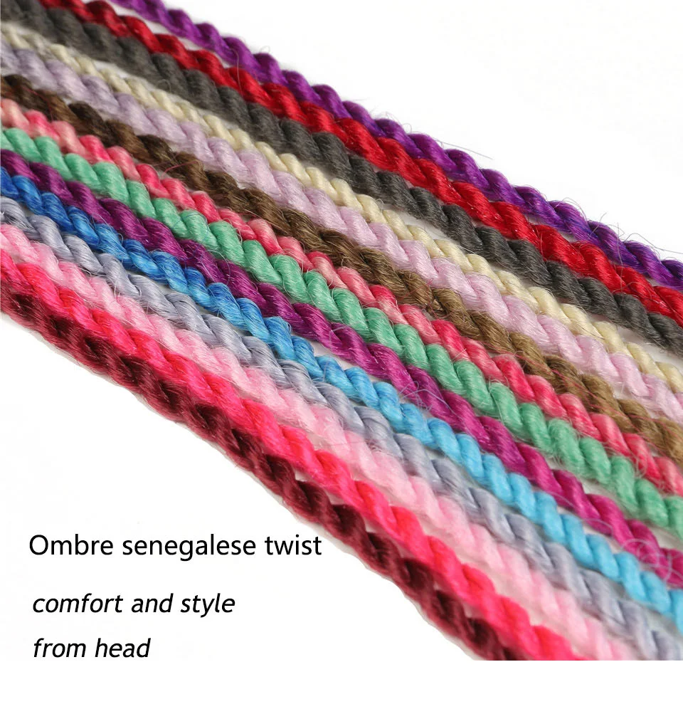 SAMBRAID Senegalese Twist Crochet Hair 24 inch 30 Roots/Pack Crotchet Braids Synthetic Hair Ombre Braiding Hair Extensions