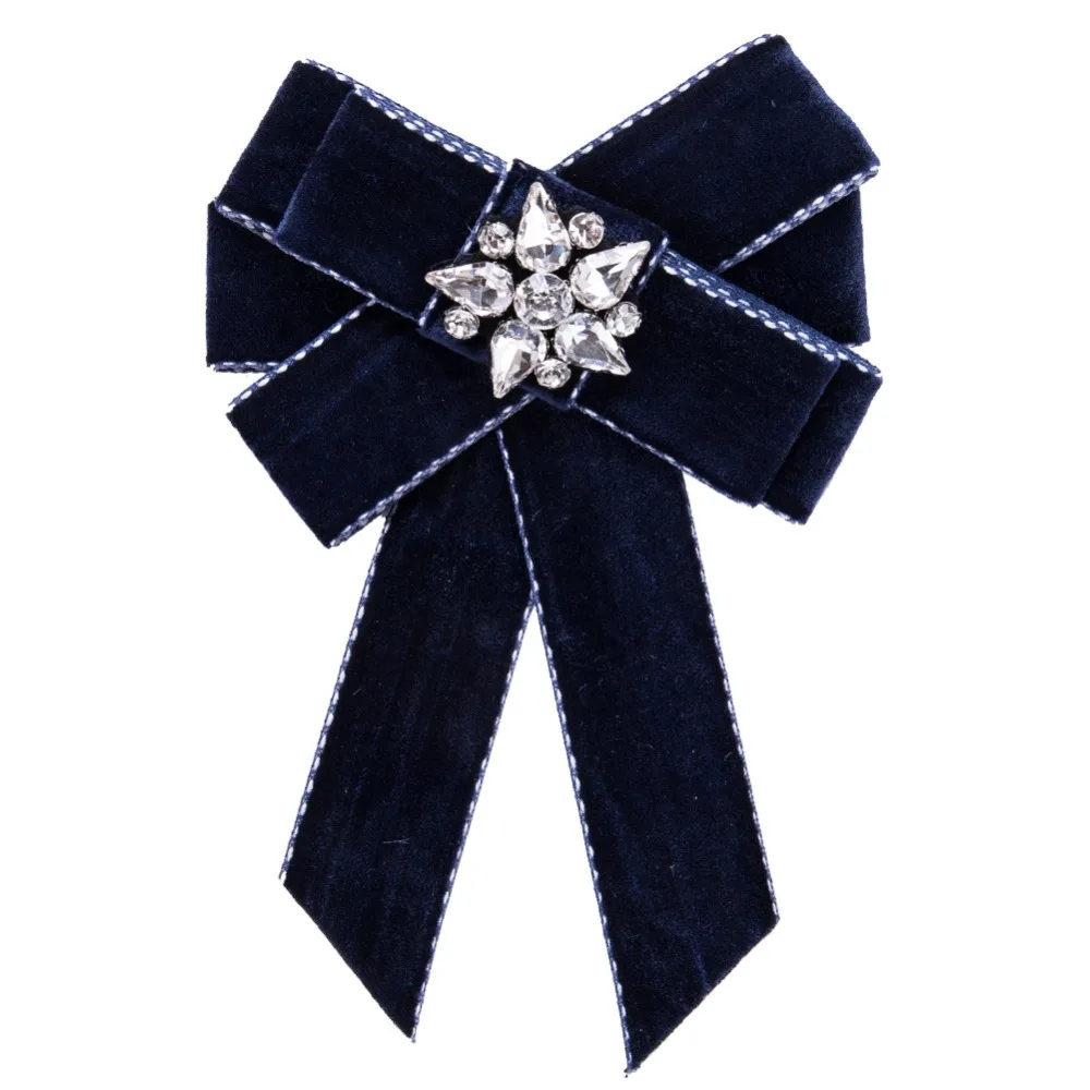 meidi Vintage Elegant Velvet Bow Brooches For Women Rhinestone Flower Brooch Pin Tie Clothing Dress Accessories | Украшения и