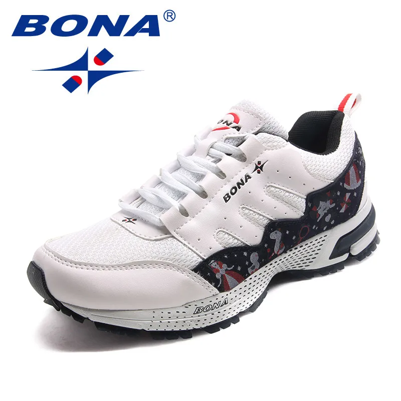 WHITE DEEP BLUE BONA/Новое поступление; женские кроссовки в классическом стиле; женская спортивная обувь на шнуровке; кроссовки для занятий спортом на открытом воздухе - Цвет: WHITE DEEP BLUE