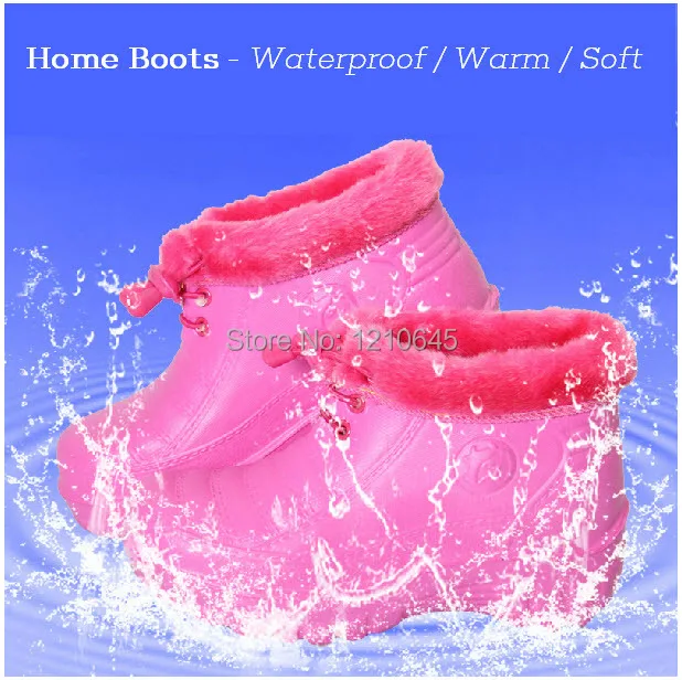 Waterproof Thick Plush Furry Warm Soft Slip-on Pink Ankle Boots for Women Lightweight Winter Womens/Girls Home Size 4-6 | Обувь