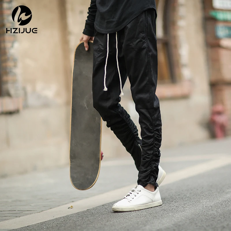 Джастин Бибер боковой молнии для мужчин slim fit повседневные мужские s хип хоп jogger байкерские брюки Swag спортивные брюки обтягивающие брюки луч ноги брюки