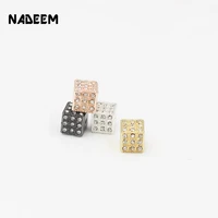 nadeem new 5pcsset 4 colors micro pave cz square metal charm beads for bracelets diy jewelry mading square charm accessories