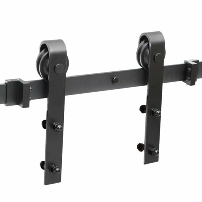 Углеродистая сталь раздвижные детали для двустворчатых дверей комплект интерьера деревенский Трек Черный гоночный трек для одной двери