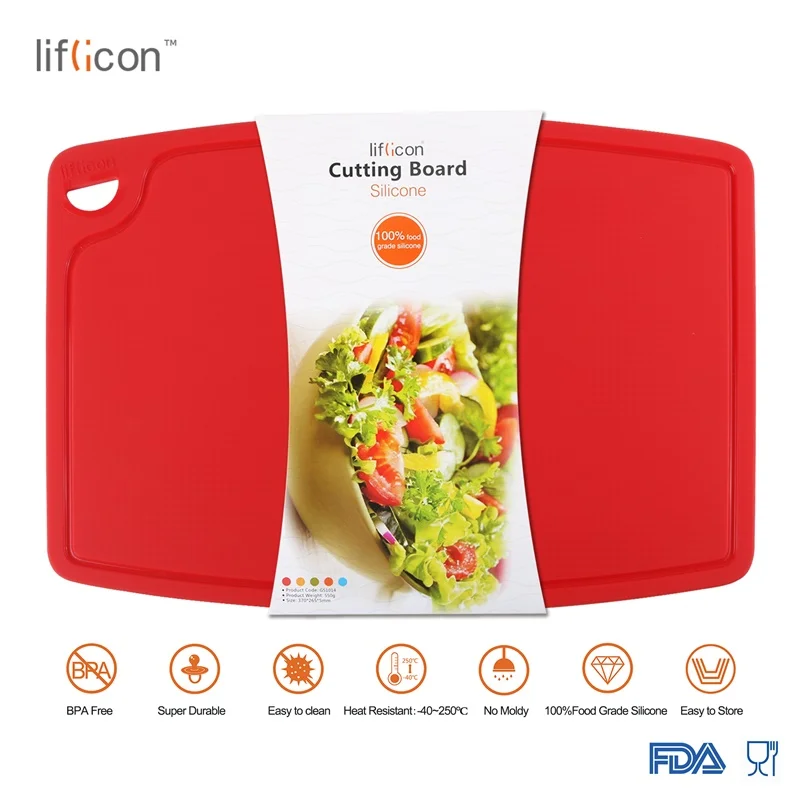 Liflicon большая силиконовая разделочная доска для мяса и овощей, нескользящая Гибкая разделочная доска, противомикробные толстые разделочные доски - Цвет: GS101405P01