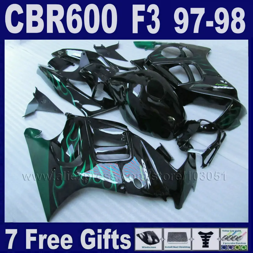 

Black Customize ABS motobike fairings for Honda 1998 CBR600 F3 1997 CBR 600 F3 97 98 aftermarket fairing kits+Tank cover